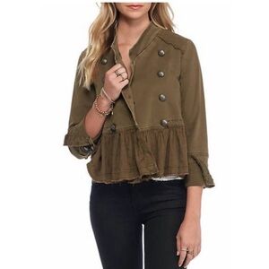 Free People Military Ruffle Hem Jacket Size XS